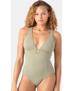 Roxy Haleiwa Plunge One Piece Swimsuit - Green