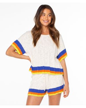 Roxy Cabana Club Tee Stripe Top - White