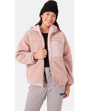 Roxy Everest Hooded Sherpa Jacket - Pink