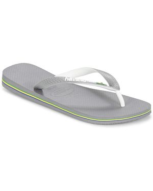 Havaianas Brazil Mix Flip Flops (steel Grey/white/white) Women's Sandals