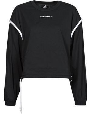 Converse Long Sleeve Jersey Crew Sweatshirt - Black