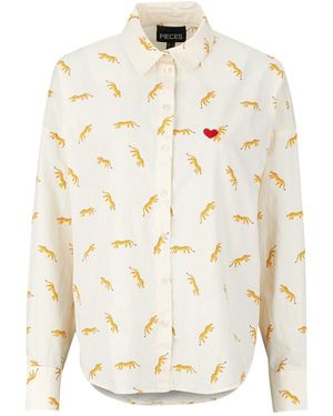 Pieces Shirt Pcjanna Ls Loose Aop - White