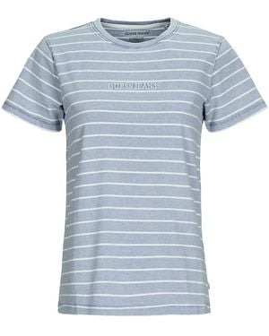 Guess T Shirt Ss Cn Reg Yd Striped Tee - Blue
