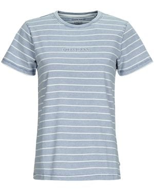 Guess T Shirt Ss Cn Reg Yd Striped Tee - Blue