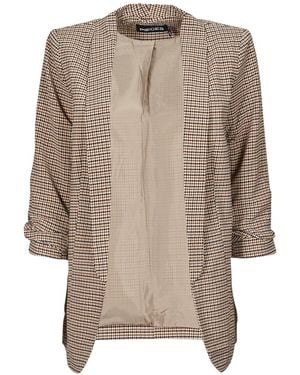 Pieces Jacket Pcboss 3/4 Printed Blazer - Brown