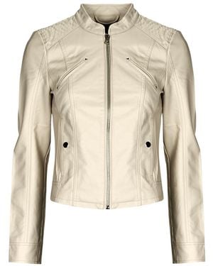 Vero Moda Leather Jacket Vmfavodona Coated Jacket Noos - Natural