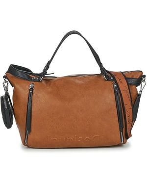 Desigual Embossed Half Libia Handbags - Brown