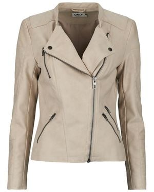 ONLY Leather Jacket Onlava - Natural