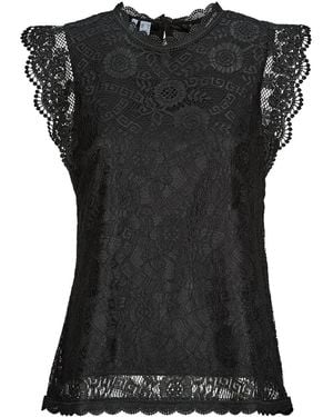 Pieces Blouse Pcolline Sl Lace Top - Black