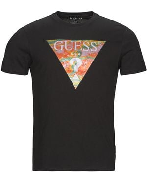 Guess T Shirt Ss Bsc Abstract Tri Logo Tee - Black