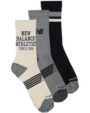 New Balance Sports Socks Active Lifestyle Graphic Crew Socks 3 Packs - Grey