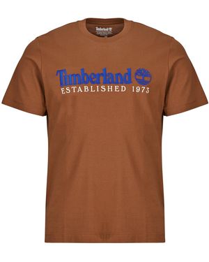 Timberland T Shirt Embroidered Tee Established 1973 - Brown