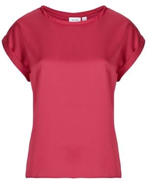 Vila Blouse Viellette S/s Satin - Red