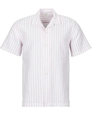 SELECTED Short Sleeved Shirt Slhregclay Linen Blend Ss Shir - White