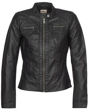ONLY Bandit Women's Leather Jacket In Black
