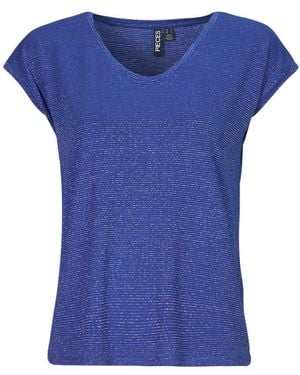 Pieces T Shirt Pcbillo Tee Lurex Stripes - Blue