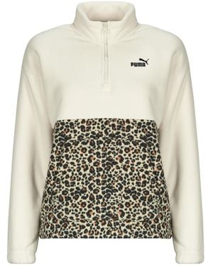 PUMA Fleece Jacket Ess Graphic Animal Relaxed Half-zip Crew - White