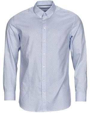SELECTED Long Sleeved Shirt Ethan Micro Motif Slim Fit - Blue