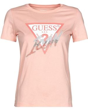 Guess Ss Cn Icon Tee T Shirt - Pink
