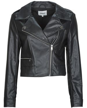 ONLY Leather Jacket Onlcarmen Faux Leather - Black