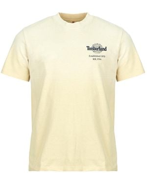 Timberland T Shirt Sunfaded Back Tree Logo Graphic Hw Tee - Yellow