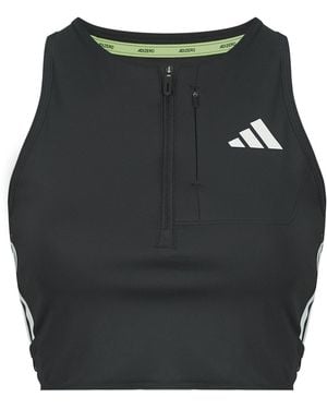 adidas Sport Bras Adizero Running Gel Pocket Crop Long-sleeve Top - Black