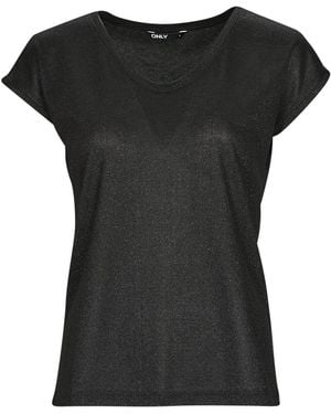 ONLY Onlsilvery S/s V Neck Lurex Top Jrs Blouse - Black