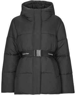 Calvin Klein Duffel Coats Logo Belt Short Puffer - Black