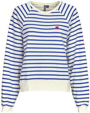 Pieces Sweatshirts Pcgreta Ls Emb - Blue