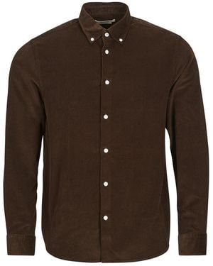 SELECTED Long Sleeved Shirt Slhregdanni Cord - Brown