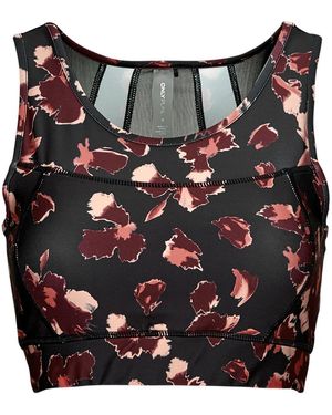 Only Play Sport Bras Onpflora-2 Life Aop Sports Bra - Black