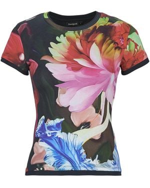 Desigual T Shirt Multiflowers Lacroix - Pink