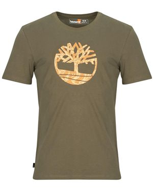 Timberland T Shirt Kennebec River Camo Tree Logo - Green