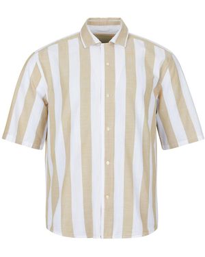 Only & Sons Short Sleeved Shirt Onstes Rlx Ctn Slub Stripe - White