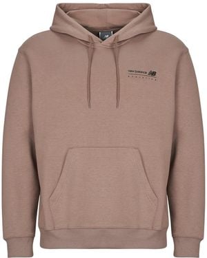 New Balance Hoodies Linear Graphic Fleece Hoodie - Brown