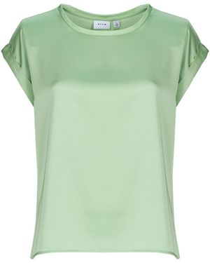 Vila Blouse Viellette S/s Satin - Green