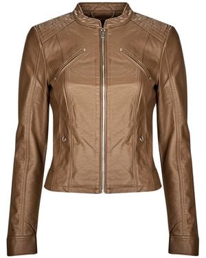 Vero Moda Leather Jacket Vmfavodona Coated Jacket Noos - Brown