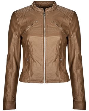 Vero Moda Leather Jacket Vmfavodona Coated Jacket Noos - Brown