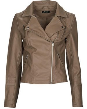 ONLY Leather Jacket Onlgemma Faux Leather Biker - Green