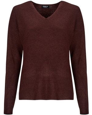 ONLY Jumper Onlcamilla V-neck L/s Pullover Knt - Brown