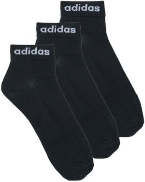 adidas Socks Think Linear Ankle Socks 3 Pairs - Black