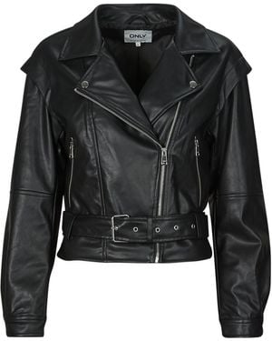 ONLY Leather Jacket Onlraven - Black