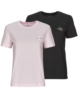 Calvin Klein T Shirt Monologo Cn 2 Pack Tee X2 - Pink