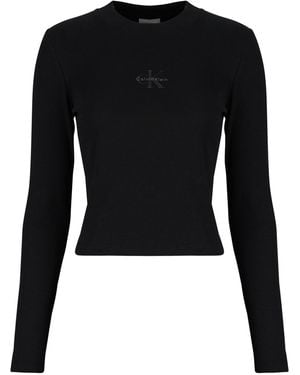 Calvin Klein Long Sleeve T-shirt Ls Monologo Baby Tee - Black