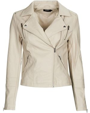 ONLY Onlgemma Faux Leather Biker Otw Noos Leather Jacket - Natural