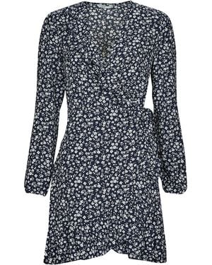 ONLY Dress Onlcarly L/s Wrap Short Dress - Blue