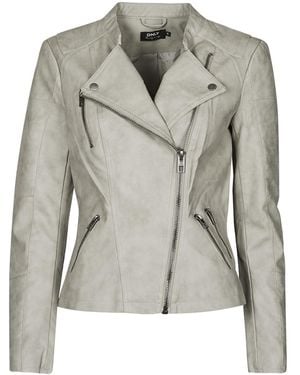ONLY Onlava Leather Jacket - Grey
