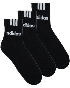 adidas Socks 3-stripes Linear Half-crew Cushioned Socks 3 Pairs - Black