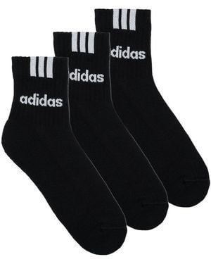 adidas Socks 3-stripes Linear Half-crew Cushioned Socks 3 Pairs - Black
