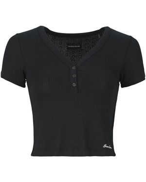 Guess T Shirt Gj Pointelle Ss Henley - Black